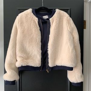 Faux fur bomber jacket
